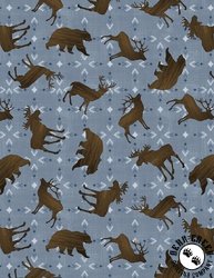 Wilmington Prints Timberland Trails Animal Toss Blue Wilmington Prints Timberland Trails Animal Toss Blue