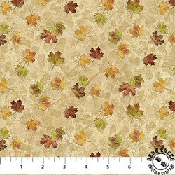 Northcott Autumn Woodland Naturescapes Leaf Toss Beige Multi