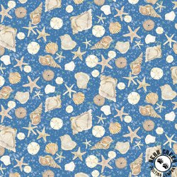 P&B Textiles Sea Whispers Tossed Shells Blue P&B Textiles Sea Whispers Tossed Shells Blue