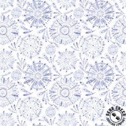 P&B Textiles Peacock Serenade Feather Mandalas White/Purple