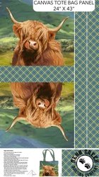 Northcott Highland Home Canvas Bag Panel Green/Multi Northcott Highland Home Canvas Bag Panel Green/Multi