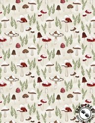 Wilmington Prints Woodland Snowmen Mushrooms Cream Wilmington Prints Woodland Snowmen Mushrooms Cream