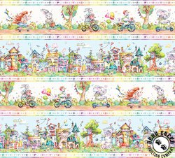 P&B Textiles Whiskerville Animal Friends Scenic Stripe Multi