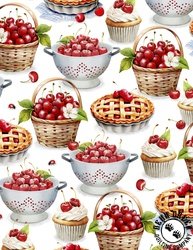 Wilmington Prints Sweet Cherry Treats All Over White
