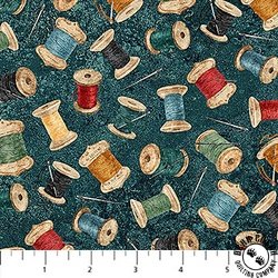 Northcott Stonehenge Stitchin' Threads Teal/Multi