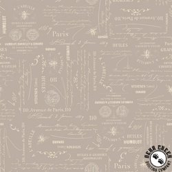 Marcus Fabrics Summer House Bee Script Grey