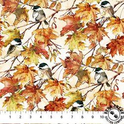 Northcott Autumn Breeze Birds Cream/Multi