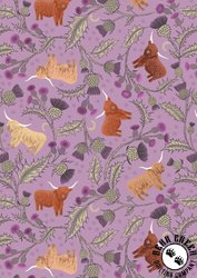 Lewis and Irene Fabrics Highlands Cow and Thistle Heather