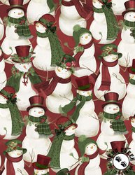 Wilmington Prints Woodland Snowmen Packed Snowmen Red