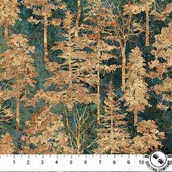 Northcott Stonehenge Rooted Trees Teal/Multi