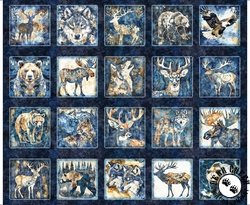 QT Fabrics Mountain Splendor Lodge Animal Picture Patches Panel Dark Navy QT Fabrics Mountain Splendor Lodge Animal Picture Patches Panel Dark Navy