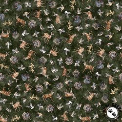 QT Fabrics Forest, Field and Stream Wildlife Toss Pine