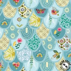 Benartex Follow Your Joy Bargello Teal/Multi