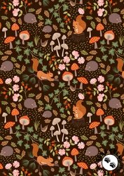 Lewis and Irene Fabrics Snuggle-up Season Flannel Squirrels and Hedgehogs on Dark Brown Lewis and Irene Fabrics Snuggle-up Season Flannel Squirrels and Hedgehogs on Dark Brown