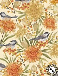 Wilmington Prints Chickadee Charm Large Birds and Floral All Over Cream Wilmington Prints Chickadee Charm Large Birds and Floral All Over Cream
