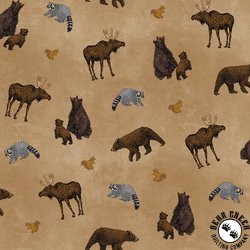 Riley Blake Designs Pine Grove Animal Toss Tan Riley Blake Designs Pine Grove Animal Toss Tan