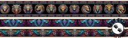 QT Fabrics Dragon's Song Dragon Border Stripe Multi QT Fabrics Dragon's Song Dragon Border Stripe Multi