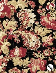 Wilmington Prints Crimson Majesty 108 Inch Wide Backing Fabric Large Floral Black