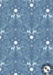Lewis and Irene Fabrics A Winter's Moon Stag on Mid Blue with Pearl Lewis and Irene Fabrics A Winter's Moon Stag on Mid Blue with Pearl
