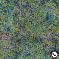 Wilmington Prints Mystic Vineyard Batik Plumeria Green/Purple