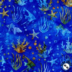 Riley Blake Designs Expressions Batiks Toes in the Sand Sea Life Lapis