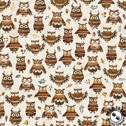 QT Fabrics Bearsville Owls Oatmeal QT Fabrics Bearsville Owls Oatmeal
