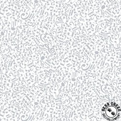 Henry Glass Quilters Flour VI Musical Notes White on White