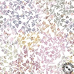 P&B Textiles Flutter Blooms Multi Vines White/Multi