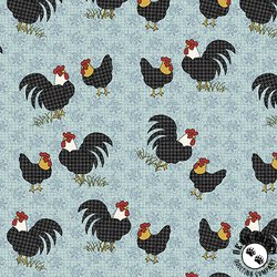 Benartex Heartland Field Roosters Turquoise Benartex Heartland Field Roosters Turquoise