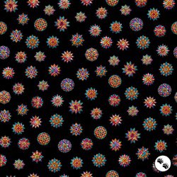 QT Fabrics Radiant Reflections Stained Glass Stars Black