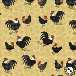 Benartex Heartland Field Roosters Light Gold