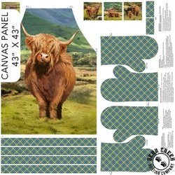 Northcott Highland Home Canvas Apron Panel Green/Multi Northcott Highland Home Canvas Apron Panel Green/Multi