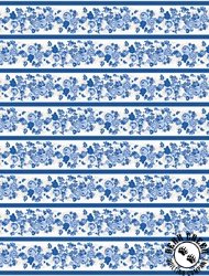 Wilmington Prints Chateau Bleu Border Stripe
