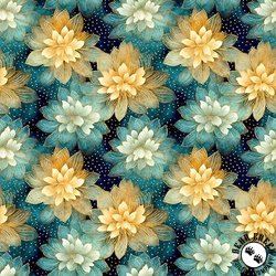 QT Fabrics Swan Song Lotus Flowers Dark Turquoise QT Fabrics Swan Song Lotus Flowers Dark Turquoise