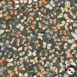 QT Fabrics HedgeHugs Butterflies Pine