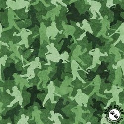 QT Fabrics Bases Loaded Baseball Camo Green