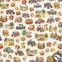 QT Fabrics Autumn Spice Orchard Allover Cream