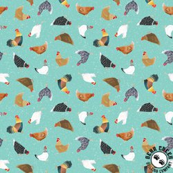 Clothworks Simple Life Chickens Mint