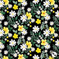 Benartex Delightful Daisies Daisy Garden Black