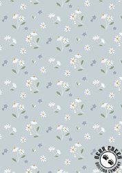Lewis and Irene Fabrics Floral Song Daisies Dancing Duck Egg Blue