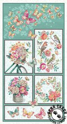 Blank Quilting Flourish Floral Panel Teal