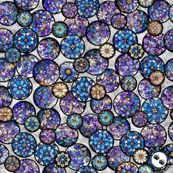QT Fabrics Mosaic Blooms Floral Circle Vignettes Gray QT Fabrics Mosaic Blooms Floral Circle Vignettes Gray