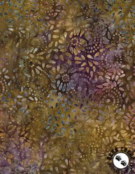 Wilmington Prints Plum Bouquet Batiks Circle Dots and Petals Dark Brown