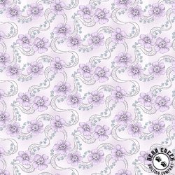 Henry Glass Twilight Garden Flannel Lacy Flowers Lilac