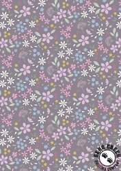 Lewis and Irene Fabrics Pressed Flowers Floral Ode Light Charcoal Grey Lewis and Irene Fabrics Pressed Flowers Floral Ode Light Charcoal Grey