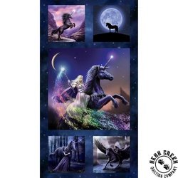 Clothworks Unicorn Magic Panel Navy Blue
