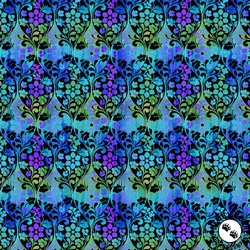 In The Beginning Fabrics Vivid Ogee Blue In The Beginning Fabrics Vivid Ogee Blue