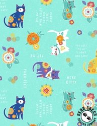 Wilmington Prints Fe-Line Frisky Large All Over Teal