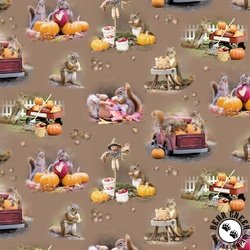 Clothworks The Secret Life of Squirrels III Toile Caramel Clothworks The Secret Life of Squirrels III Toile Caramel