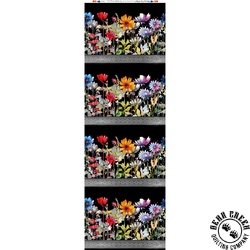 In The Beginning Fabrics Blooming Day and Night Border Night